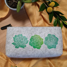 Load image into Gallery viewer, Succulent Zipper Pouch in Heather Gray