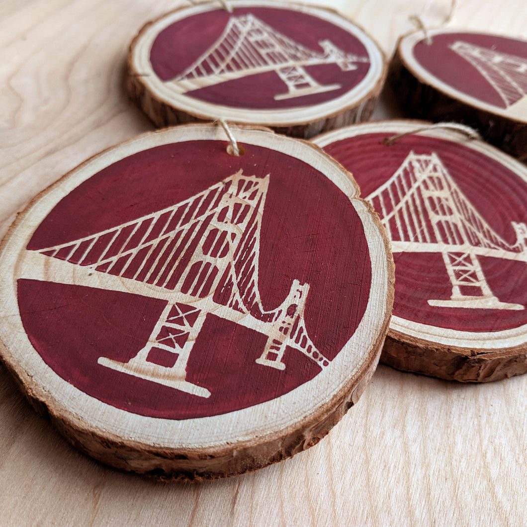 Golden Gate Wood Slice Ornament