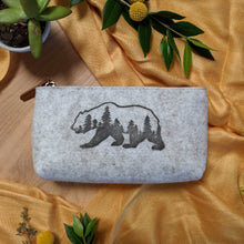 Load image into Gallery viewer, Bear Zipper Pouch in Heather Gray
